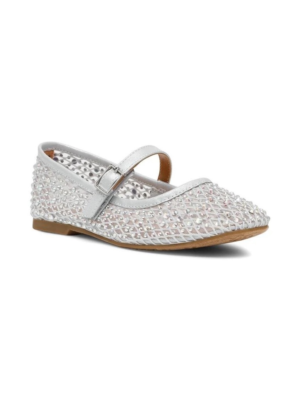 Dolce Vita Silver Crystal Mesh Mary Jane Flats